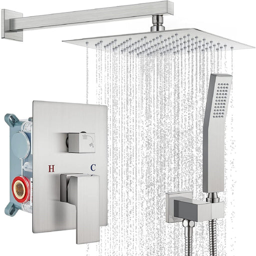 10 Inch Wall Mounted Rainfall Shower Head System Bathroom Luxury Rain Mixer Shower Combo Set