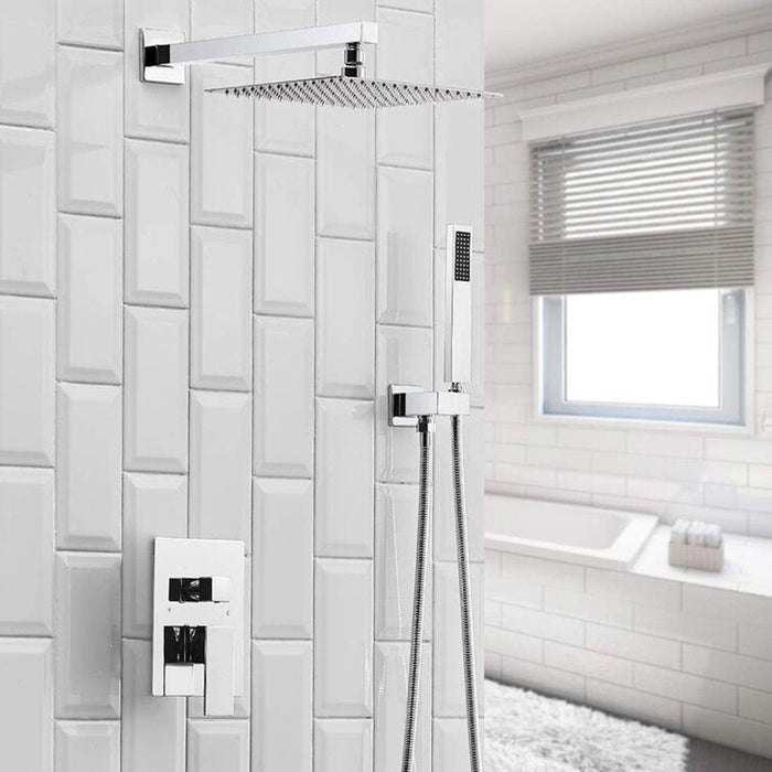10 Inch Wall Mounted Rainfall Shower Head System Bathroom Luxury Rain Mixer Shower Combo Set