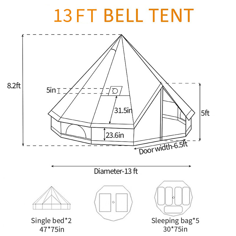 100% Cotton Canvas Bell Tent | Camping Yurt Tent