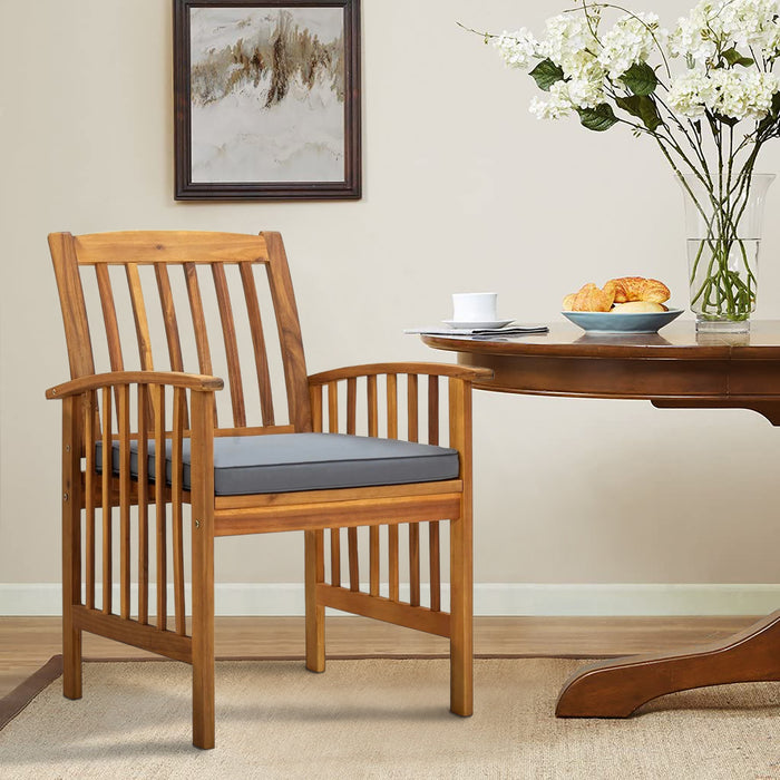 Garden Dining Chairs 2 pcs with Cushions Solid Acacia Wood