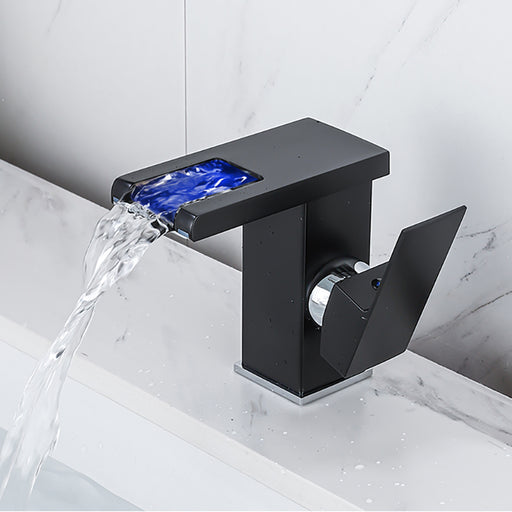 Black Faucet For Bathroom Sink Mount Vanity Faucet with LED Light