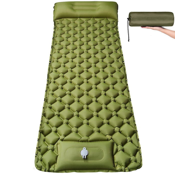 Self Inflating Camping Sleeping Pad with Pillow & Foot Pump