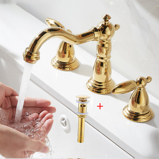 Antique Full Brass Faucet Bathroom Faucet 2 Handles 3 Hole Tap