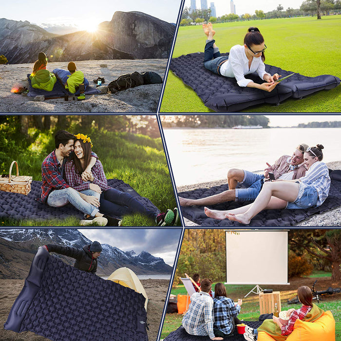 Double Camping Sleeping Pad, Foot Press Inflatable Camping Pad