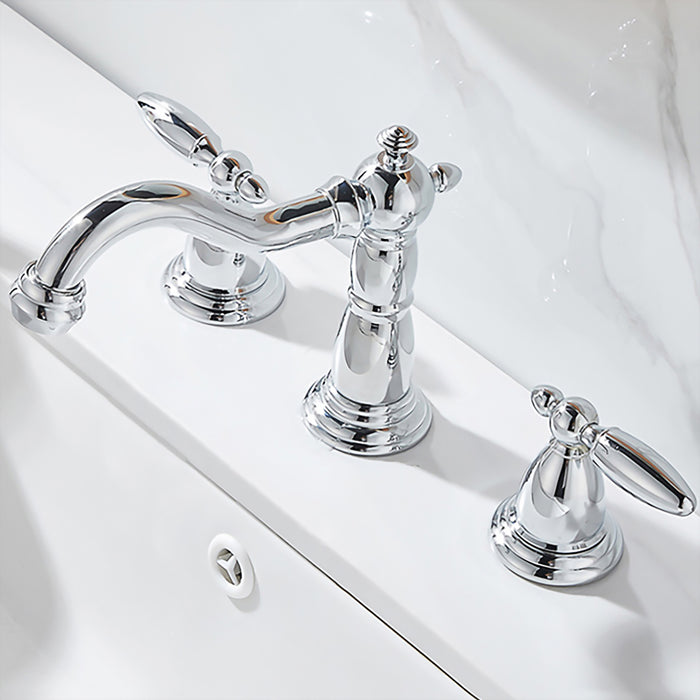 Antique Full Brass Faucet Bathroom Faucet 2 Handles 3 Hole Tap