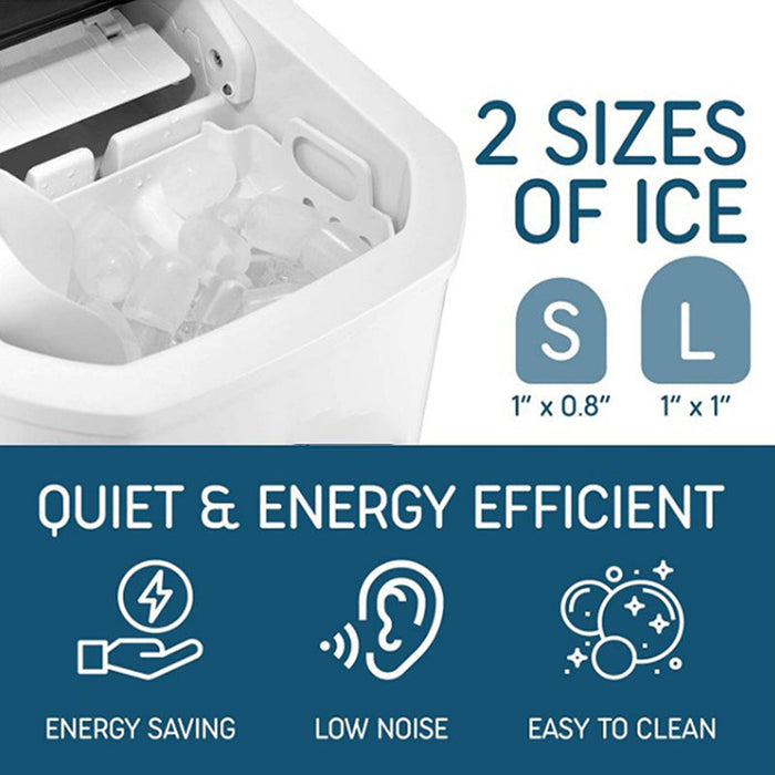 Electric Portable Compact Countertop Automatic Ice Cube Maker Machine with Hand Scoop and Self Cleaning Function