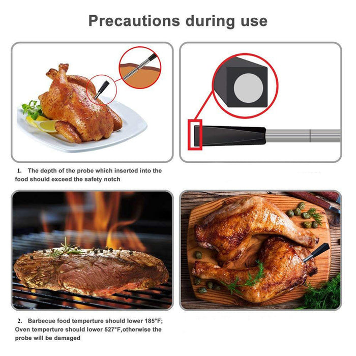Wireless Meat Food Thermometer for Oven Grill BBQ Steak Turkey Smoker Kitchen Smart Digital Bluetooth Barbecue