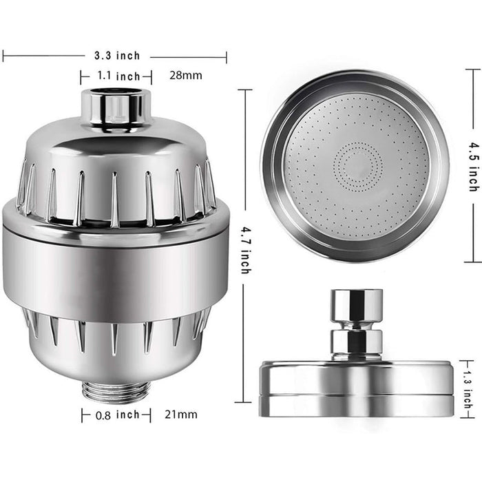6 inch Shower Head 15 Stage Shower Filter Combo High Pressure Filtered Showerhead for Hard Water